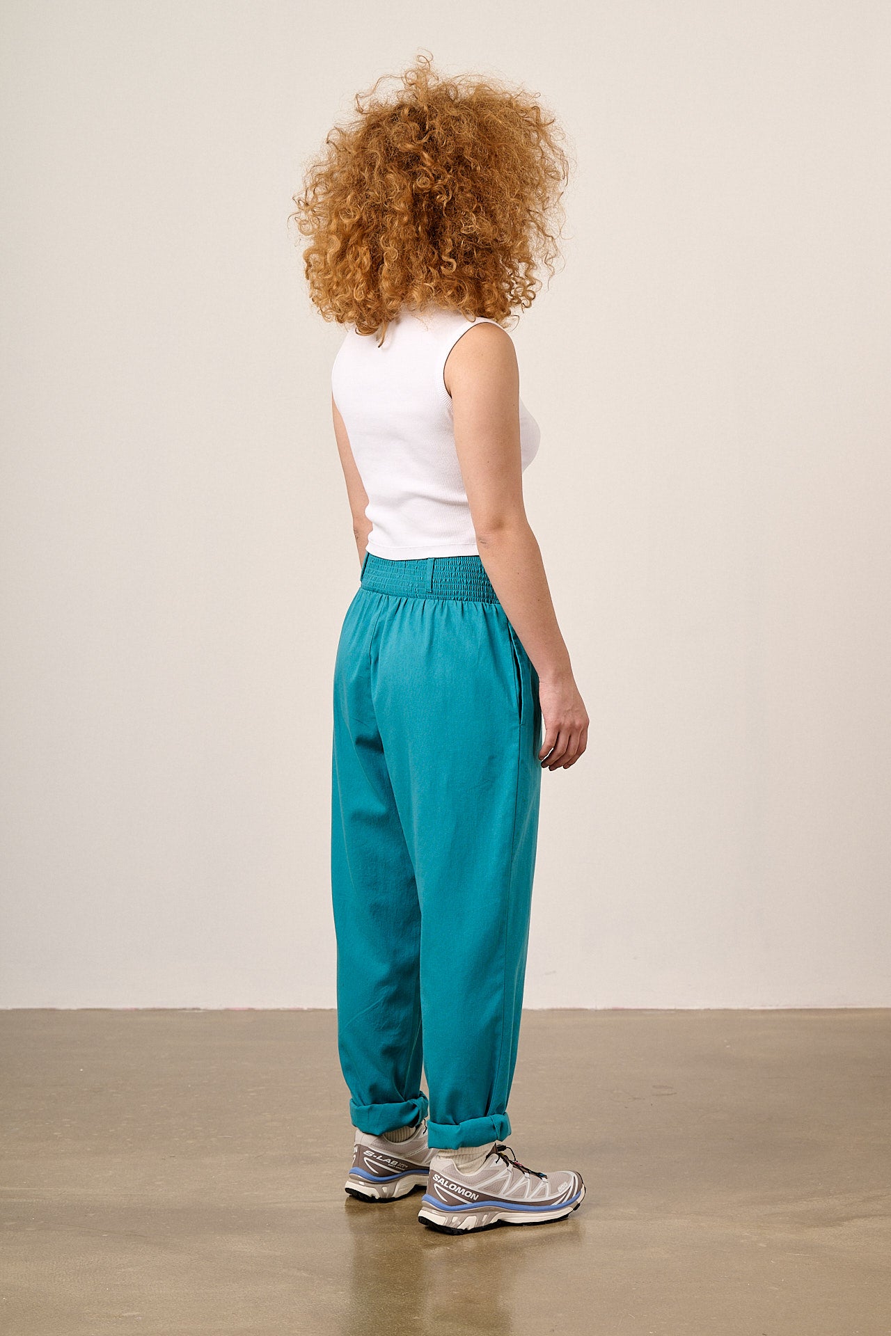 Alexa - Cotton Trousers in Pagoda Blue