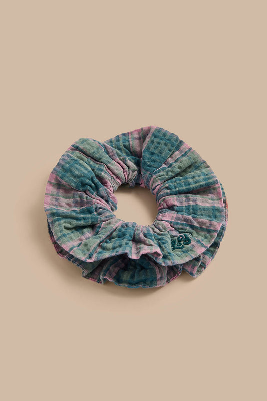 Anya - Double Layered Scrunchie in Seersucker Palace Check