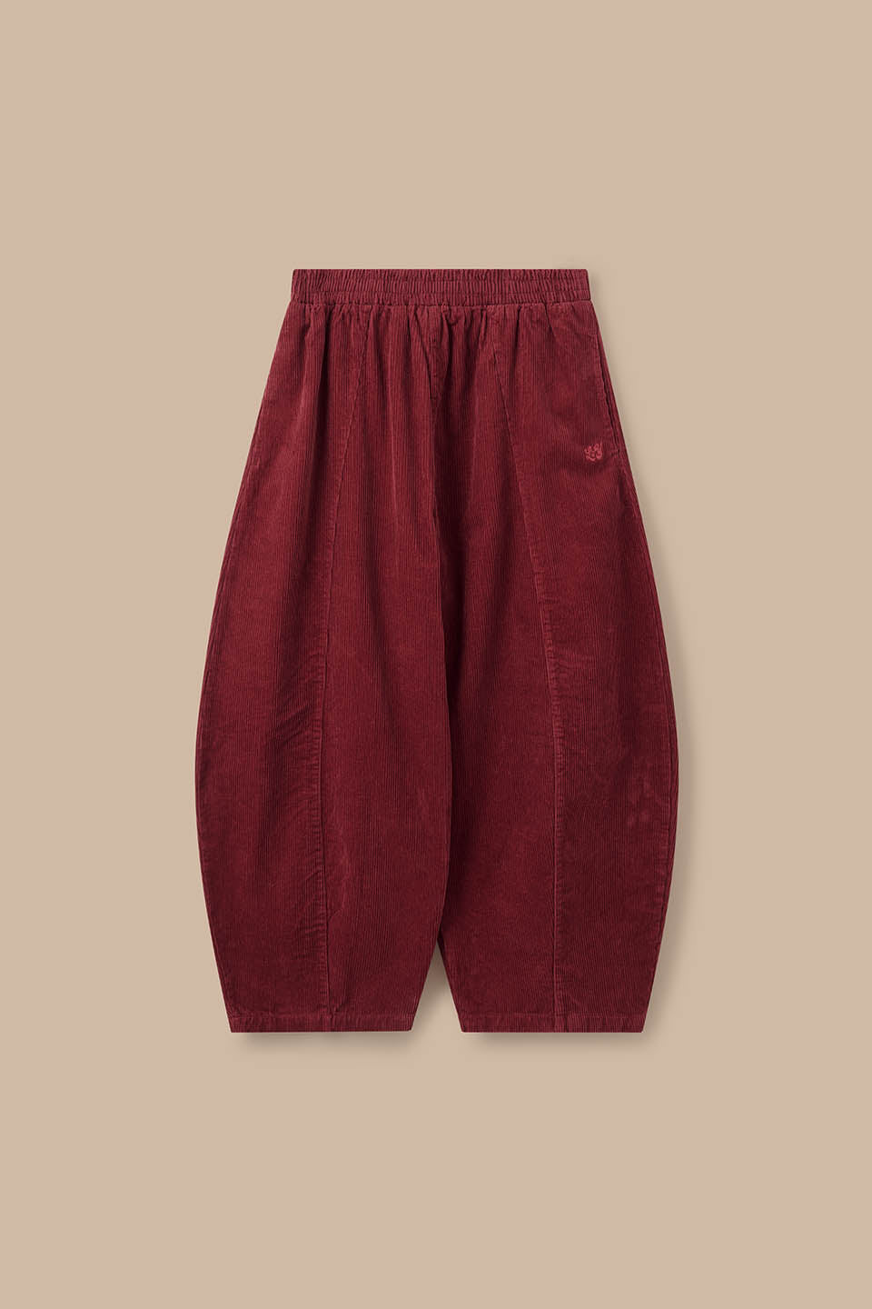 Obregon - Corduroy Barrel Leg Trousers in Pomegranate