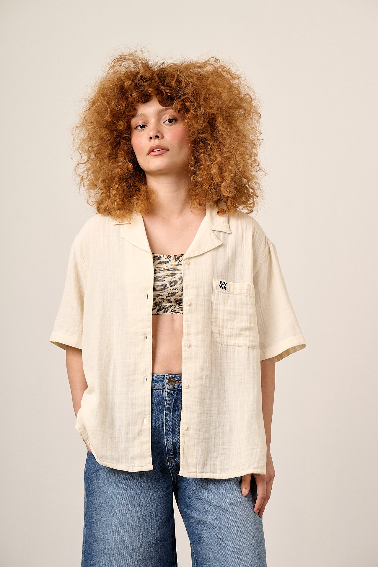 Cam - Cotton Shirt in Ecru