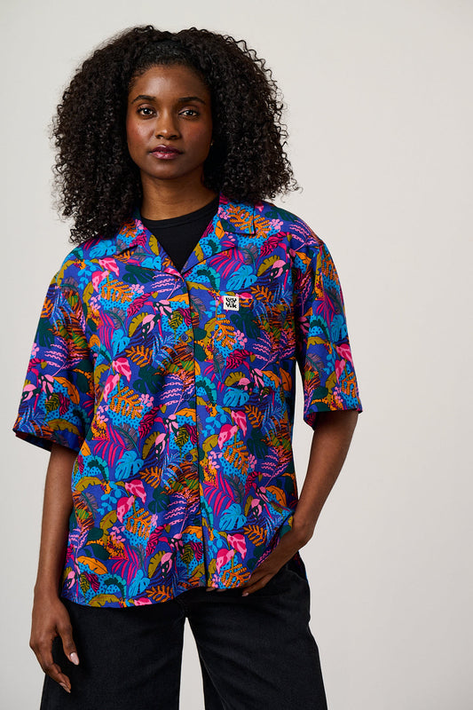 Cam - Viscose Shirt in Wild Expression Print