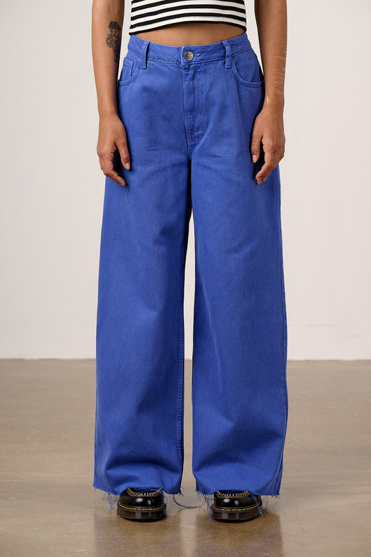 Carter - High Waisted Cotton Jeans in Dazzling Blue Wash