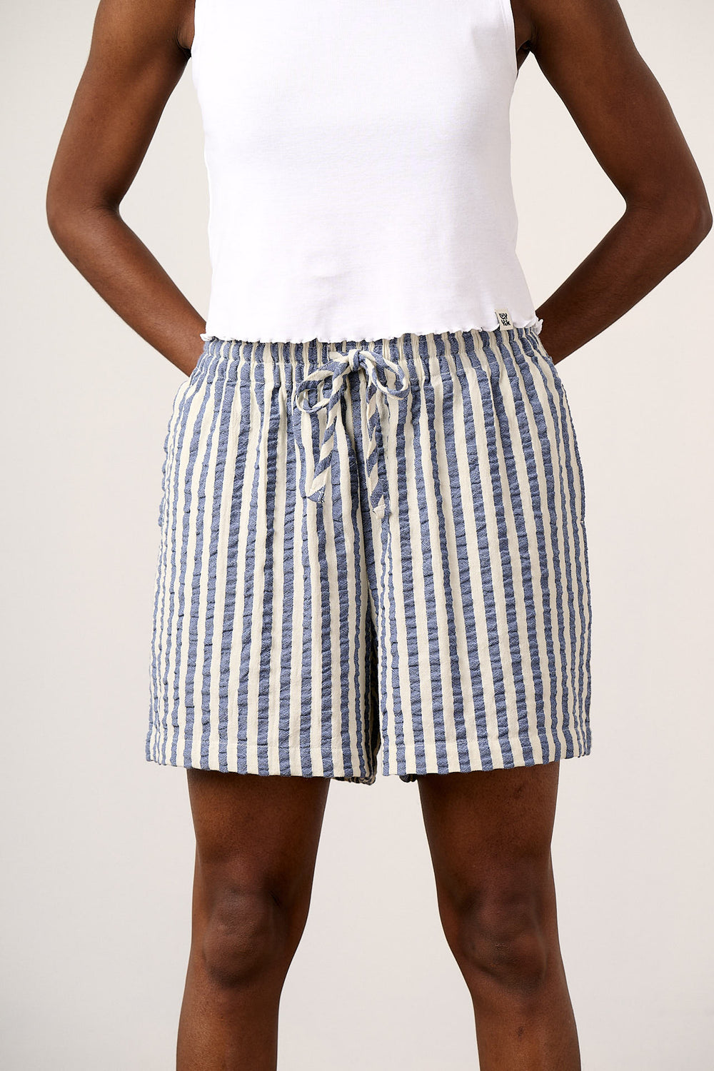 Charlie - Cotton Shorts in Navy Stripe