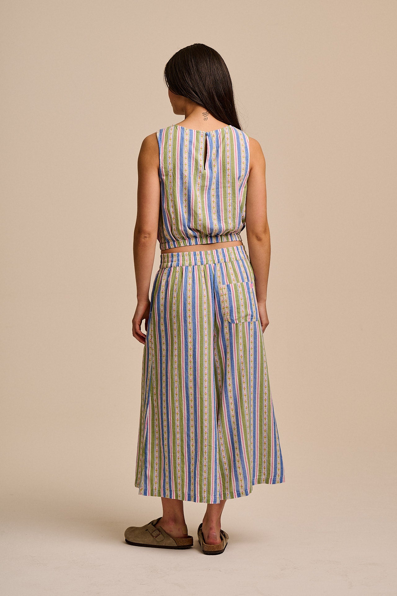 Chase - Cotton Culotte Trousers in Tulip Stripe