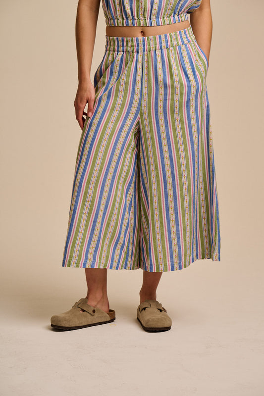 Chase - Cotton Culotte Trousers in Tulip Stripe