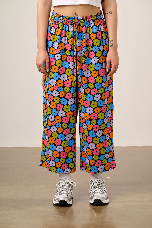 Chuck - Wide Leg Cotton Trousers in Balloon Floral