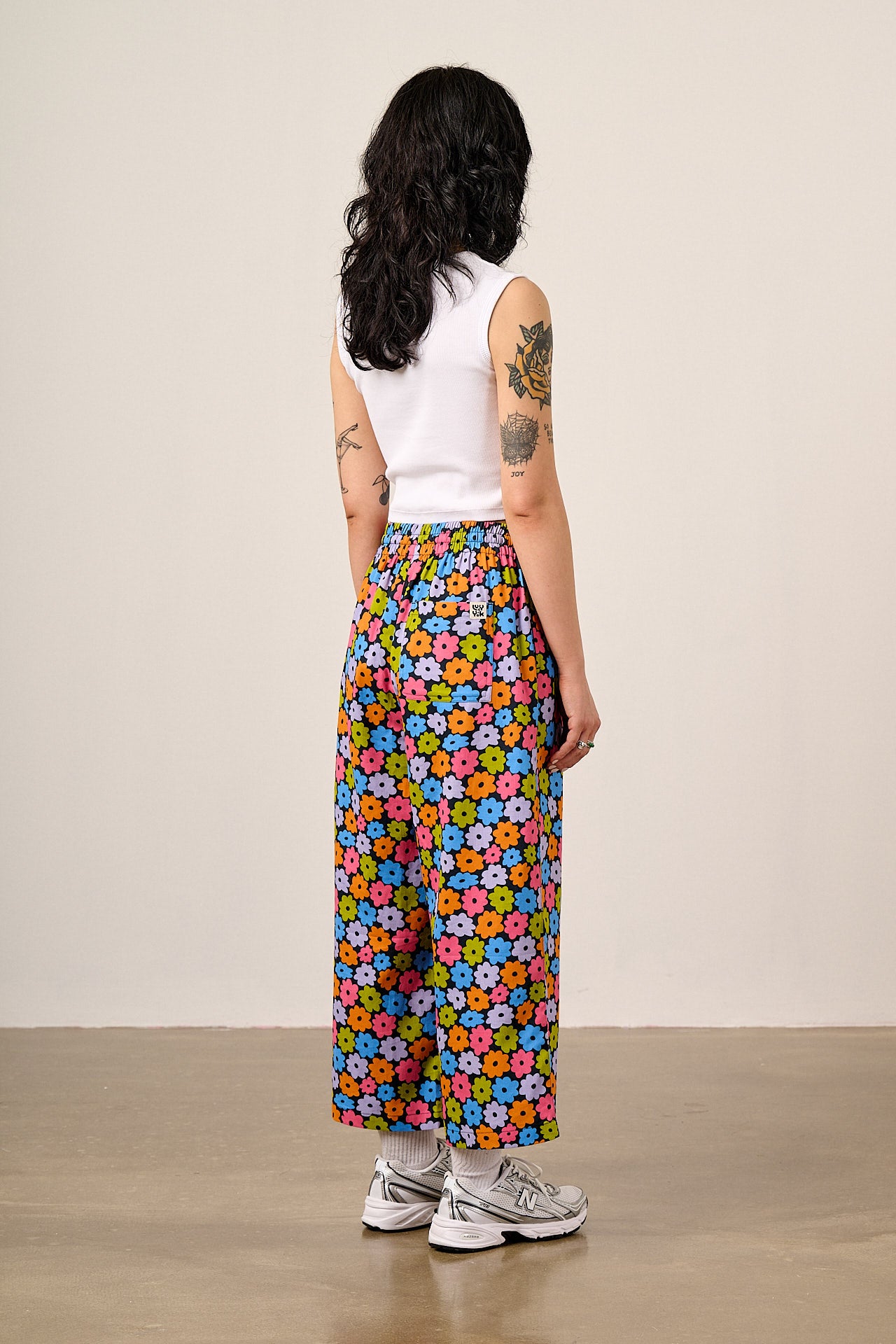 Chuck - Wide Leg Cotton Trousers in Balloon Floral