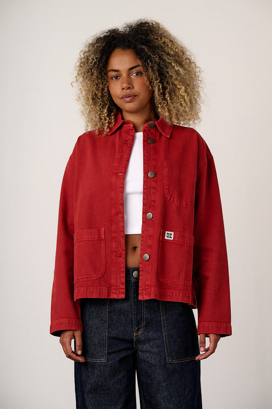 Connie - Denim Jacket in True Red Wash (POS)