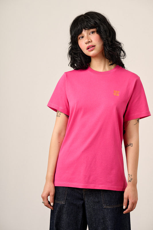 Denver - Cotton T-Shirt in Beetroot Pink