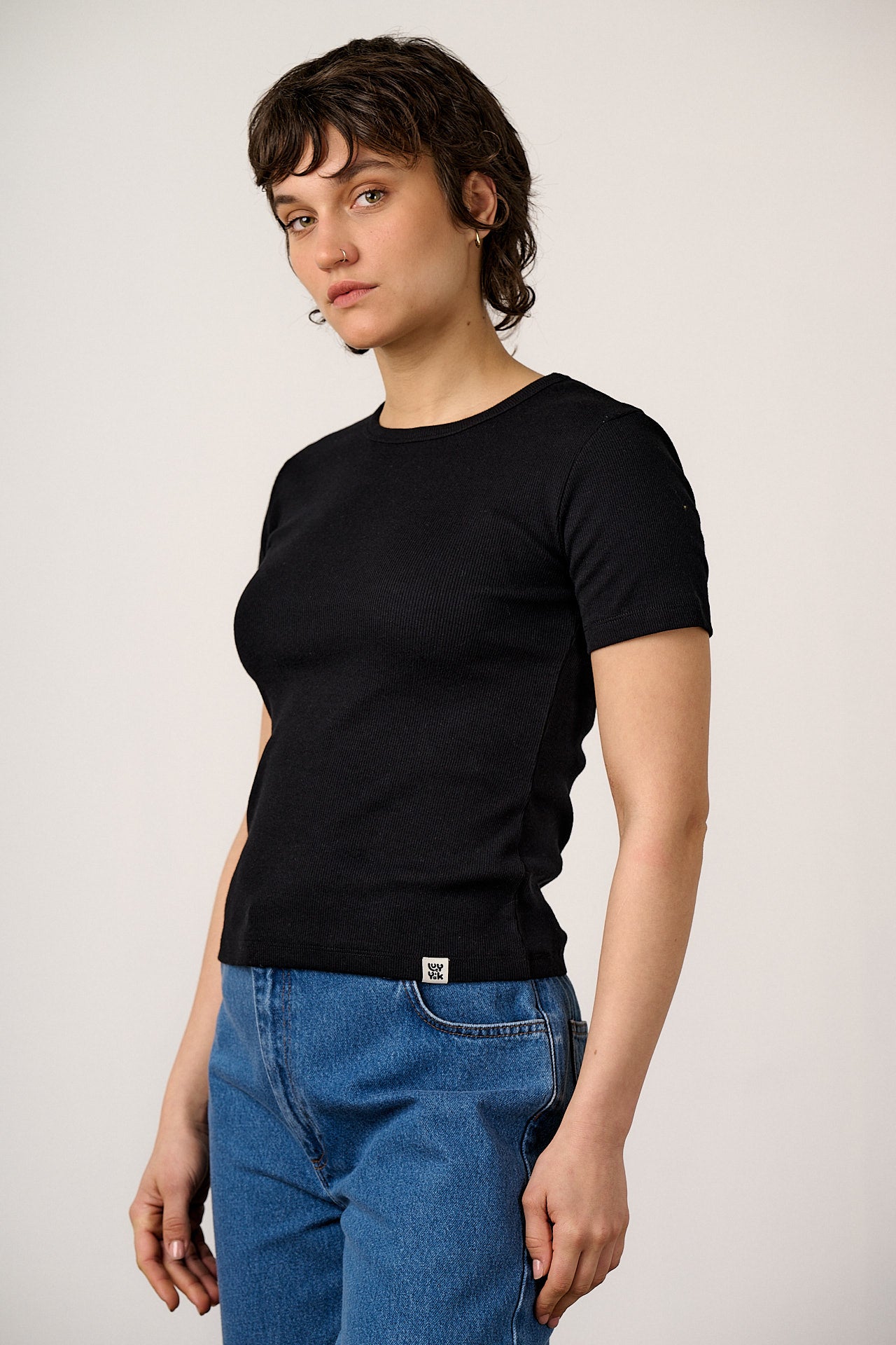 Gracie - Cotton T-Shirt in Black