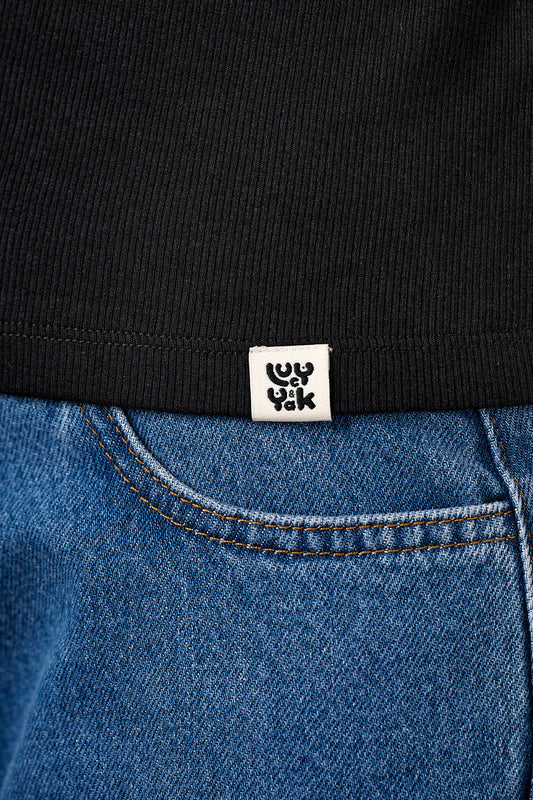 Gracie - Cotton T-Shirt in Black