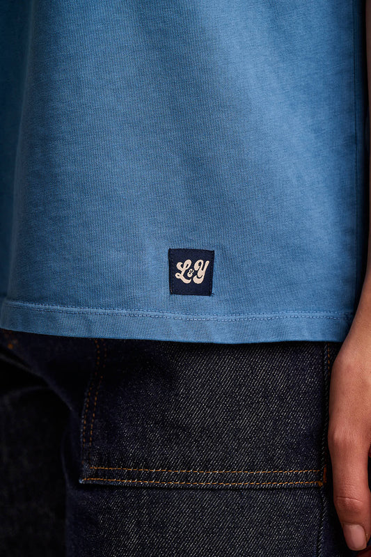 Inessa - Cotton Cap Sleeve T-Shirt in Blue