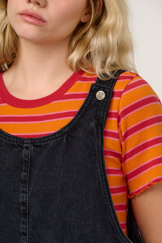 Layla - Mini Denim Dress in Washed Black