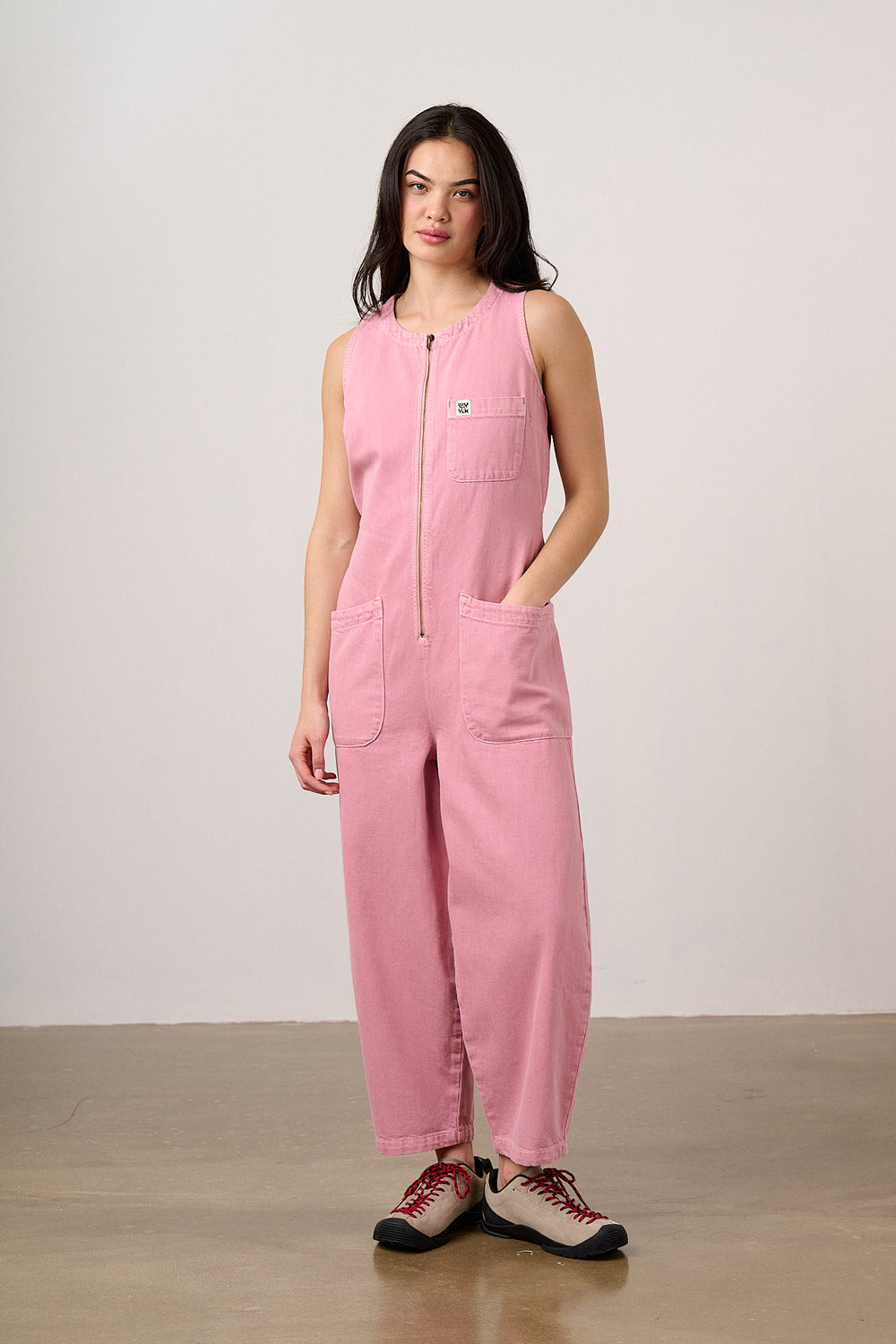 Nari - Denim Sleeveless Jumpsuit in Washed Pink