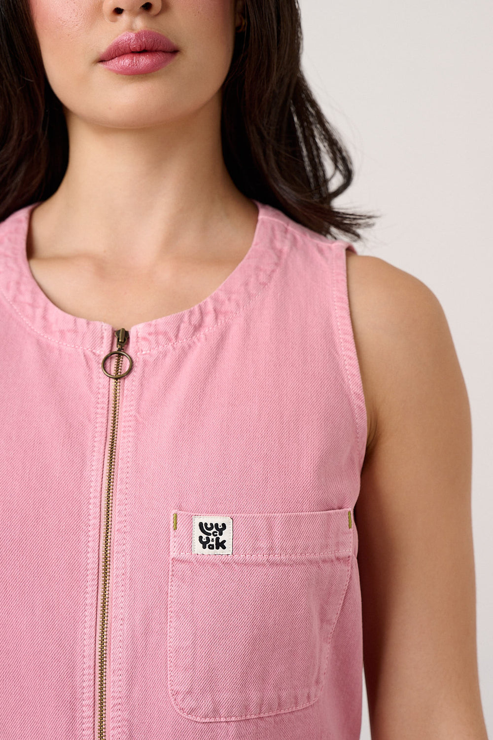 Nari - Denim Sleeveless Jumpsuit in Washed Pink