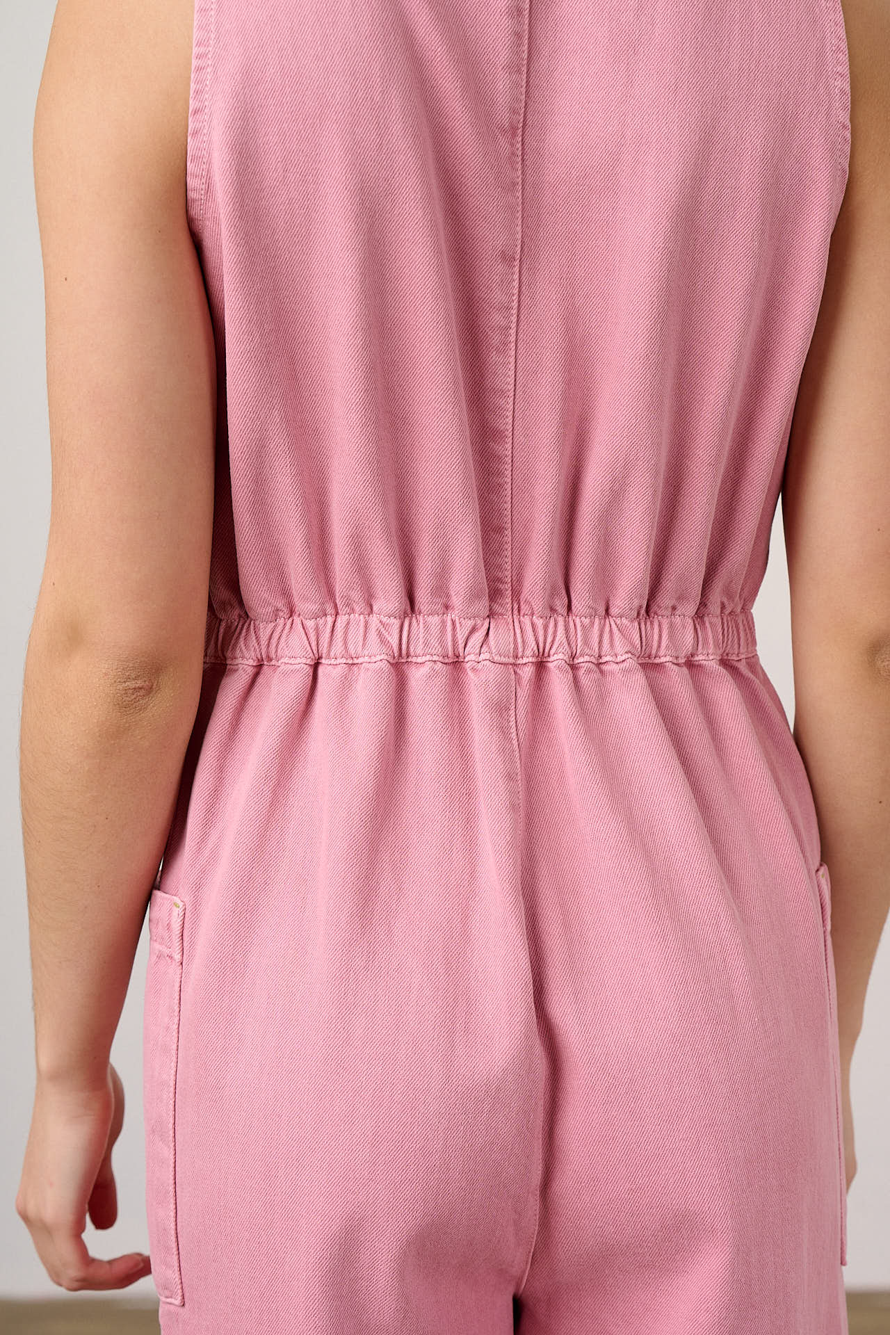 Nari - Denim Sleeveless Jumpsuit in Washed Pink
