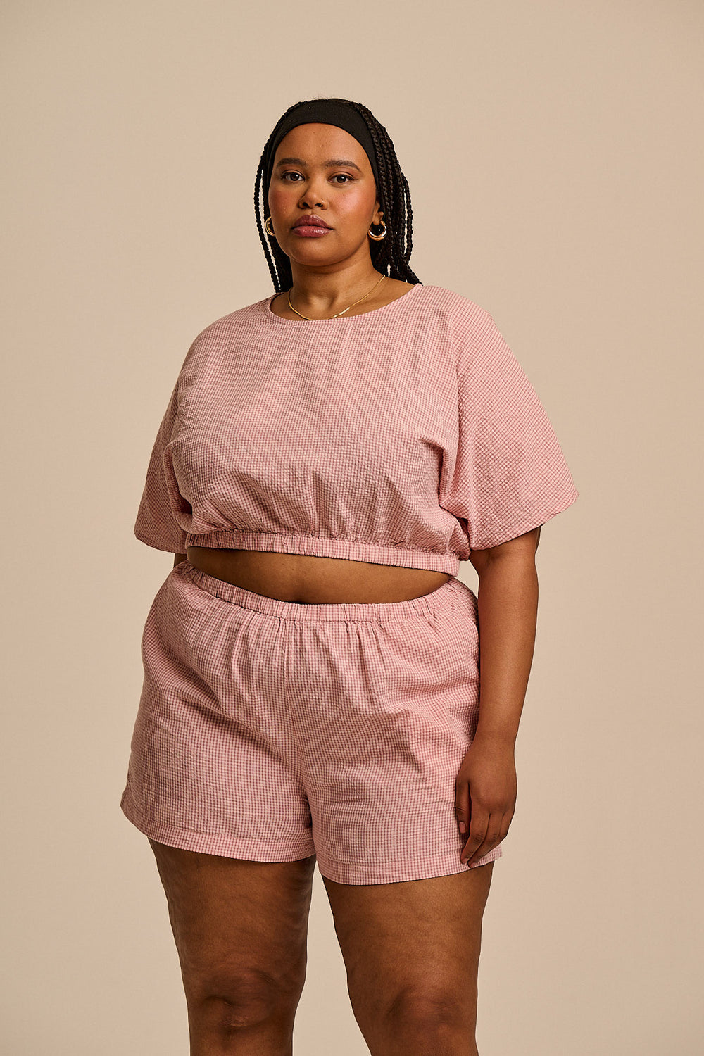 Zamora - Cotton Top in Pink Mini Gingham
