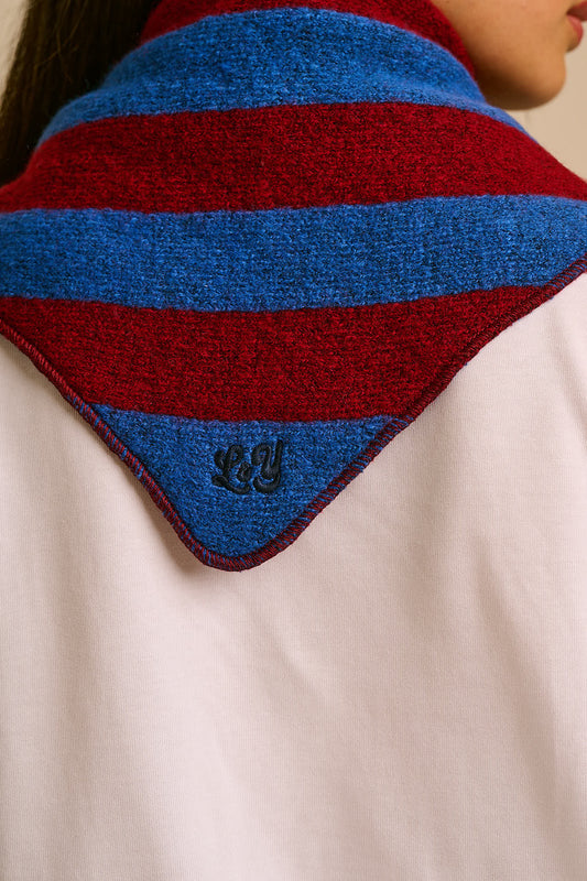 Loki - Neck Scarf in Burgundy and Blue Stripe