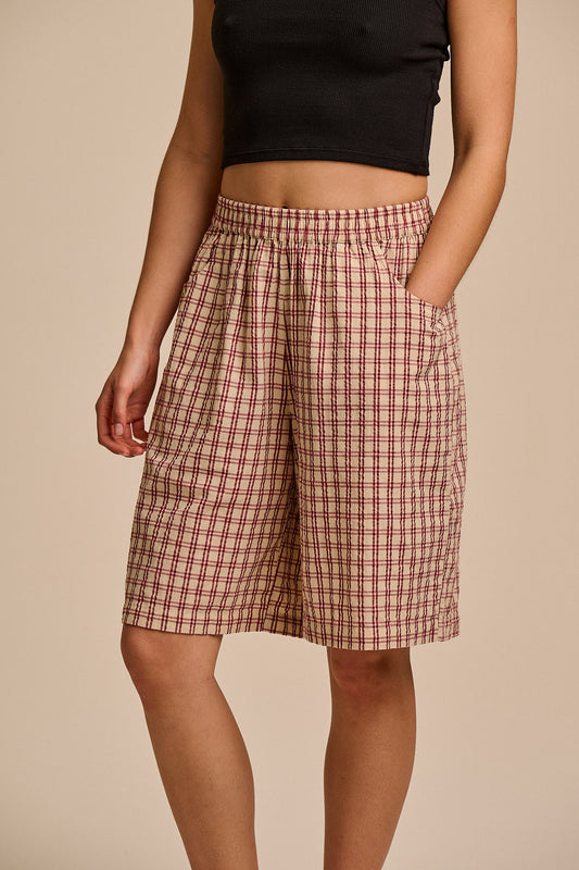 Madero - Cotton Shorts in Ecru Check