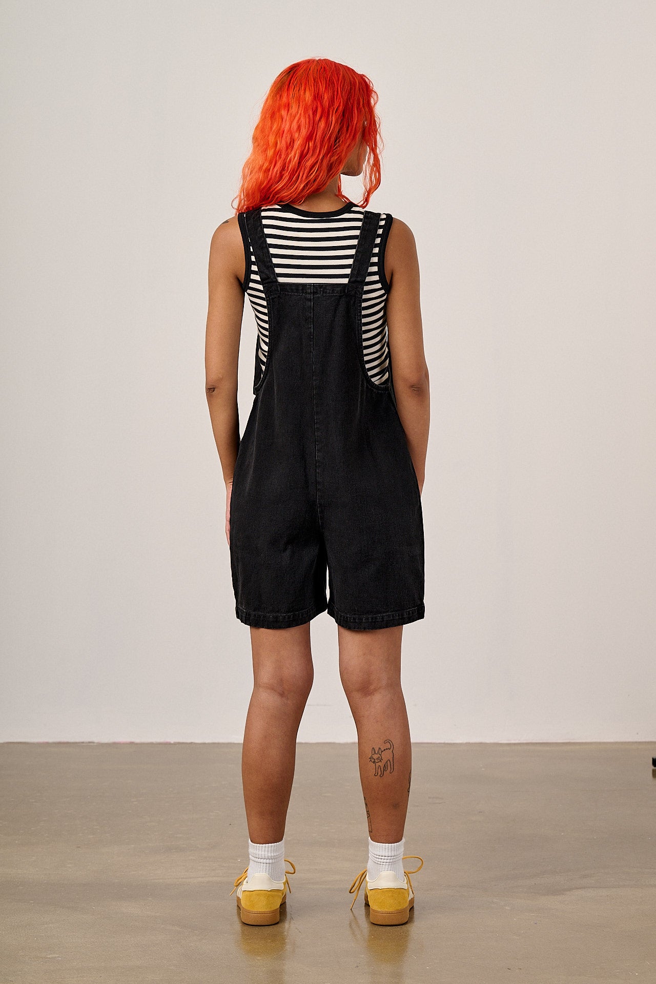 Original Shorts - Cotton Dungaree Shorts in Washed Black