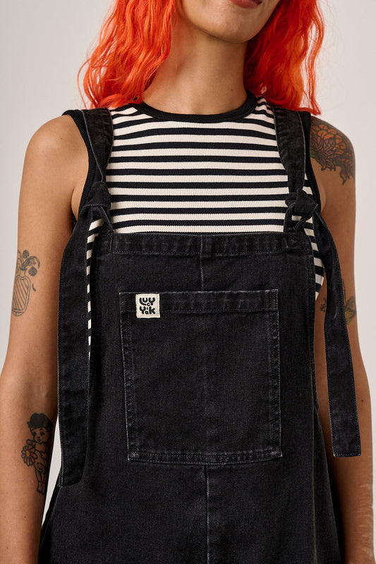 Original Shorts - Cotton Dungaree Shorts in Washed Black