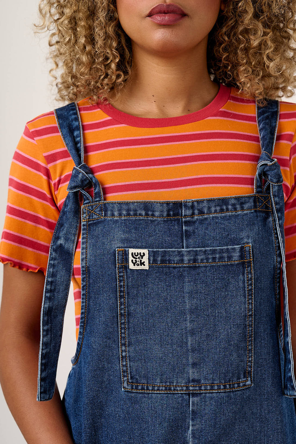 Original Shorts - Cotton Dungaree Shorts in Mid Wash Blue