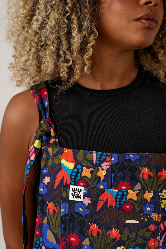 Original - Cotton Dungarees in Animals & Flowers Print