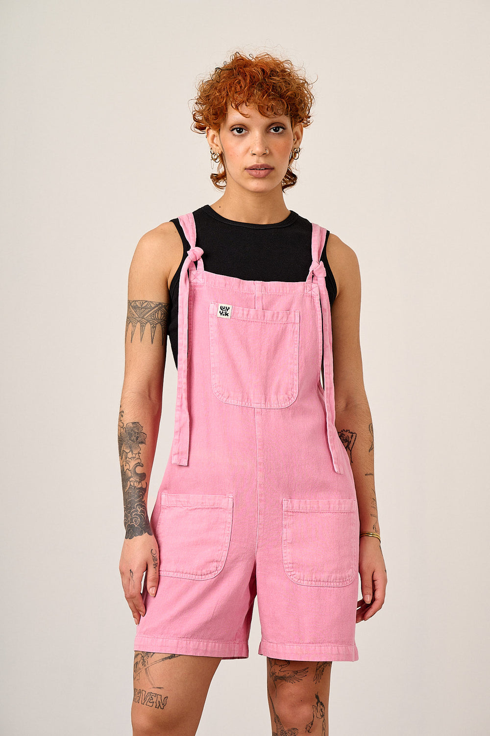 Original Shorts - Cotton Dungaree Shorts in Light Pink