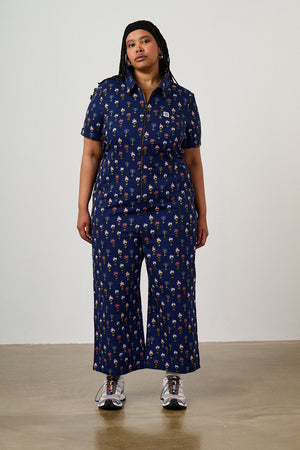 Ragan - Cotton Jumpsuit in Navy Tulips