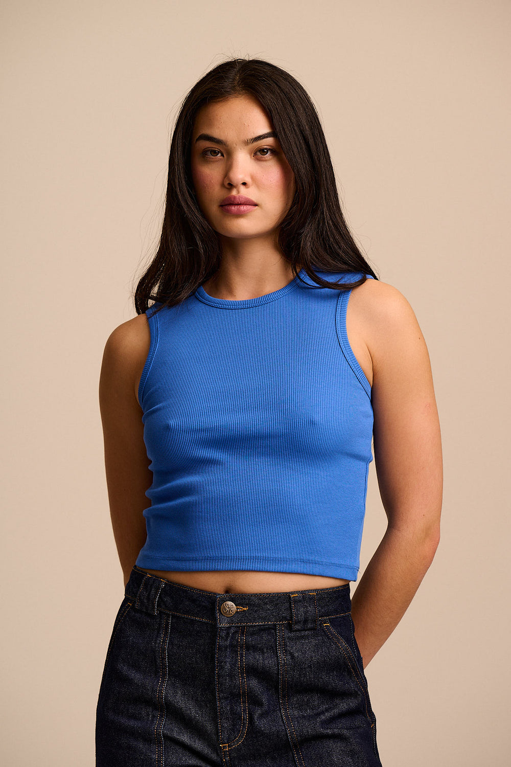 Rue - Cotton Rib Tank Top in Sapphire Blue
