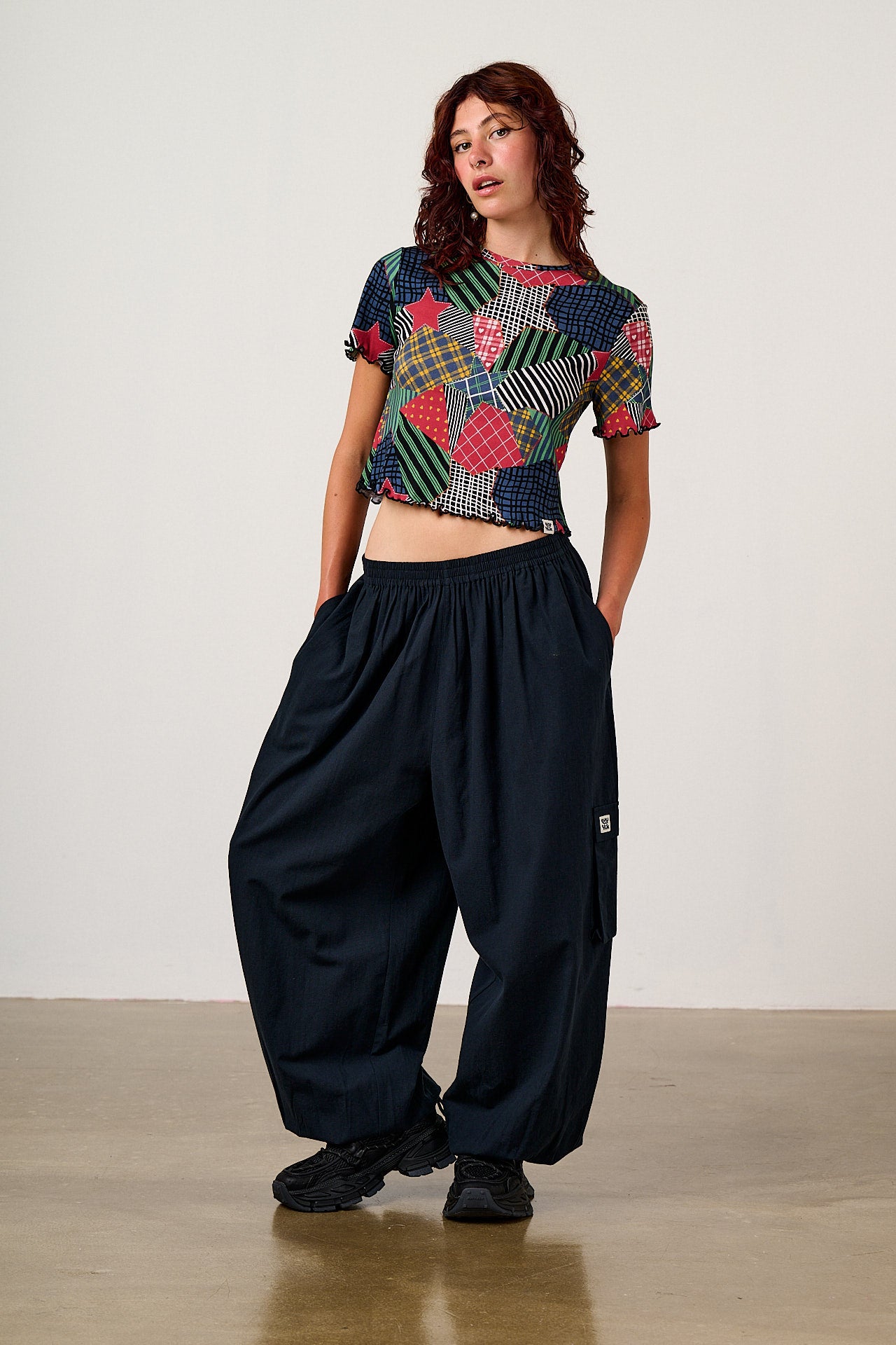 Rumi - Brushed Cotton Balloon Trousers in Black