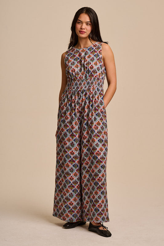 Simone - Cotton Jumpsuit in Walled Blooms Print