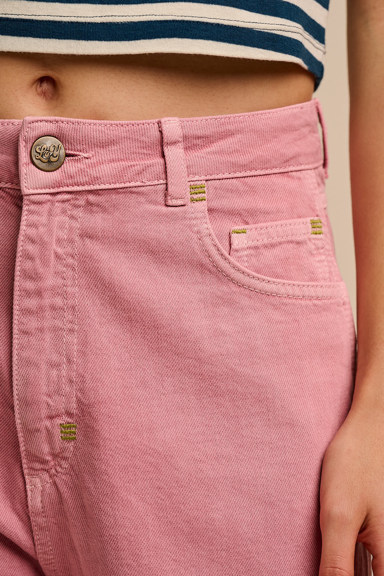 Sol - Denim Long Shorts in Pink Cashmere Rose