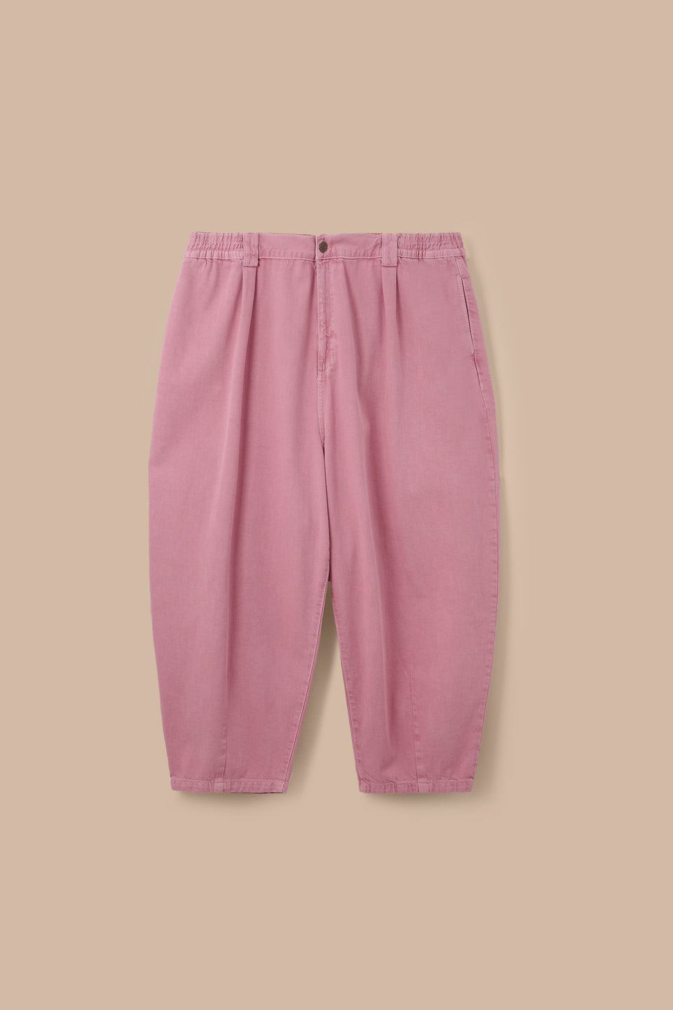 Ashby - Denim Barrel Leg Trousers in Washed Pink