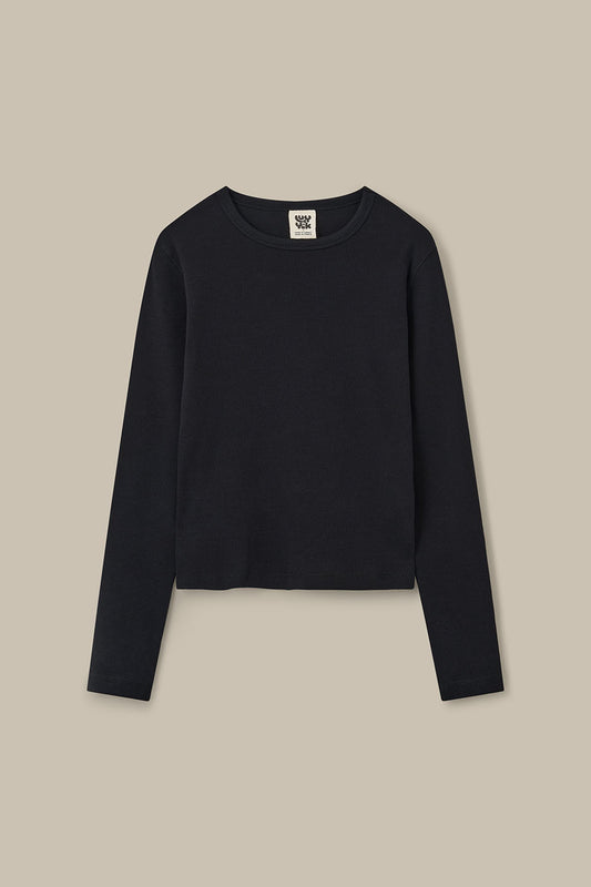 Grayson - Long Sleeve Cotton Jersey Top in Black