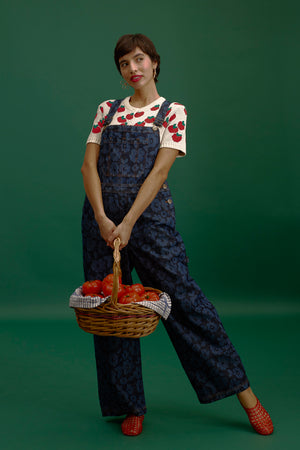 Mullen - Denim Dungarees in Vida Floral