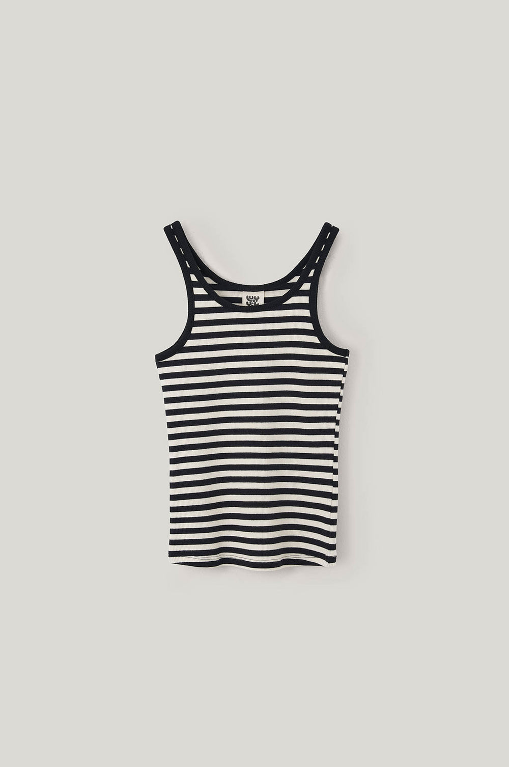 Tully - Cotton Strappy Vest in Black & White Stripe