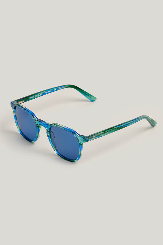 IMPERFECT - Tupelo - Sunglasses Green Swirl with Blue Lens
