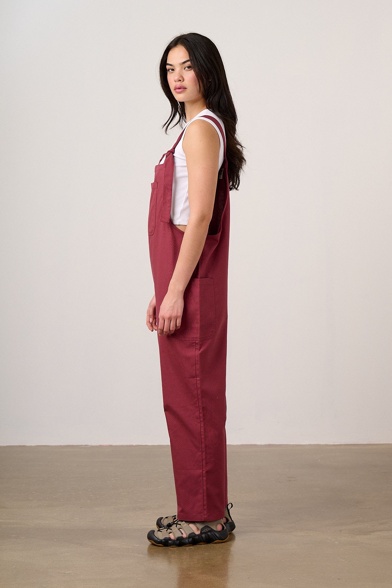 Una - Cotton Dungarees in Burgundy