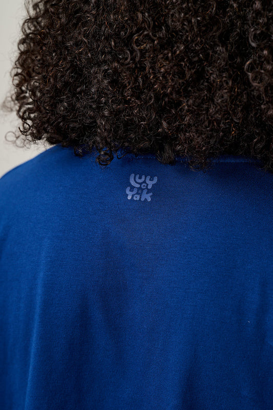 Zayla - Cotton Cropped Boxy T-Shirt in Blue