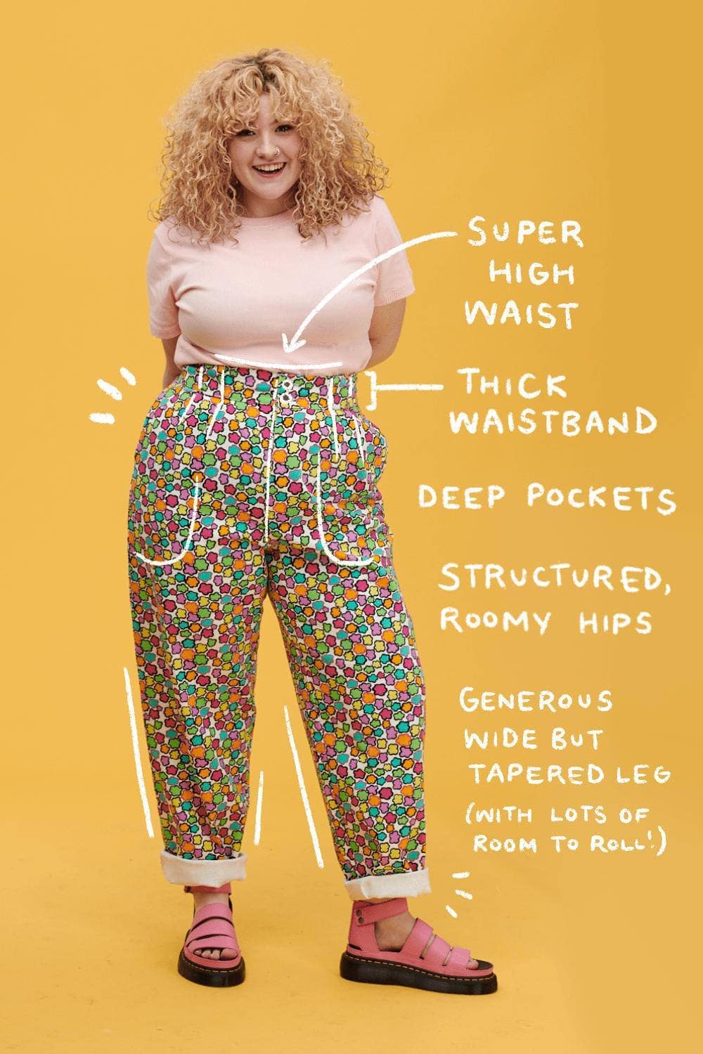 Lucy & Yak trousers 'Addison' High Waisted Organic Cotton Twill Trousers in Rainbow Stripe