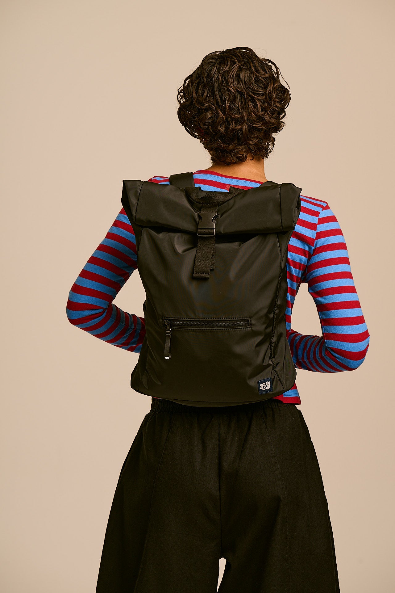 Jenson - Roll Top Backpack in Black