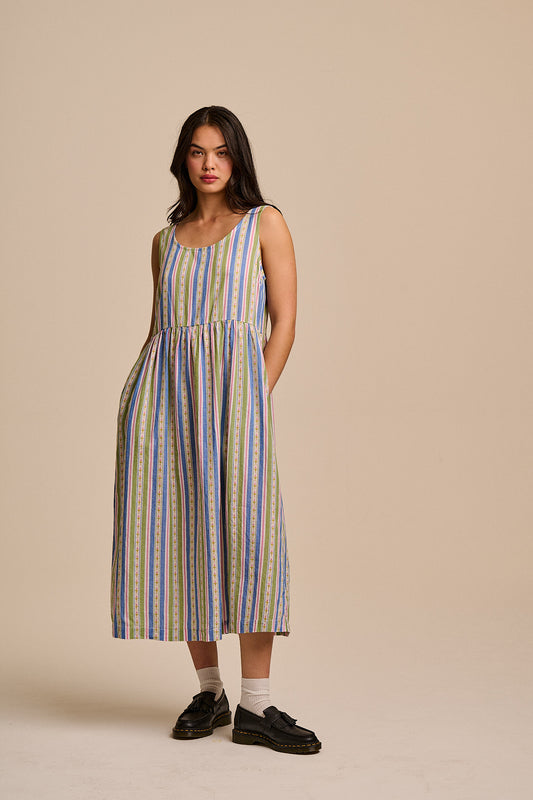 Aimee - Cotton Midi Dress in Tulip Stripe