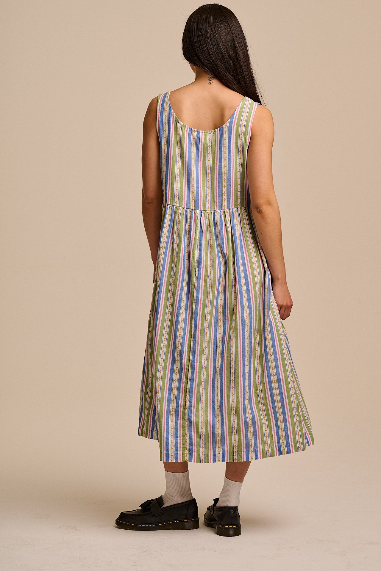 Aimee - Cotton Midi Dress in Tulip Stripe