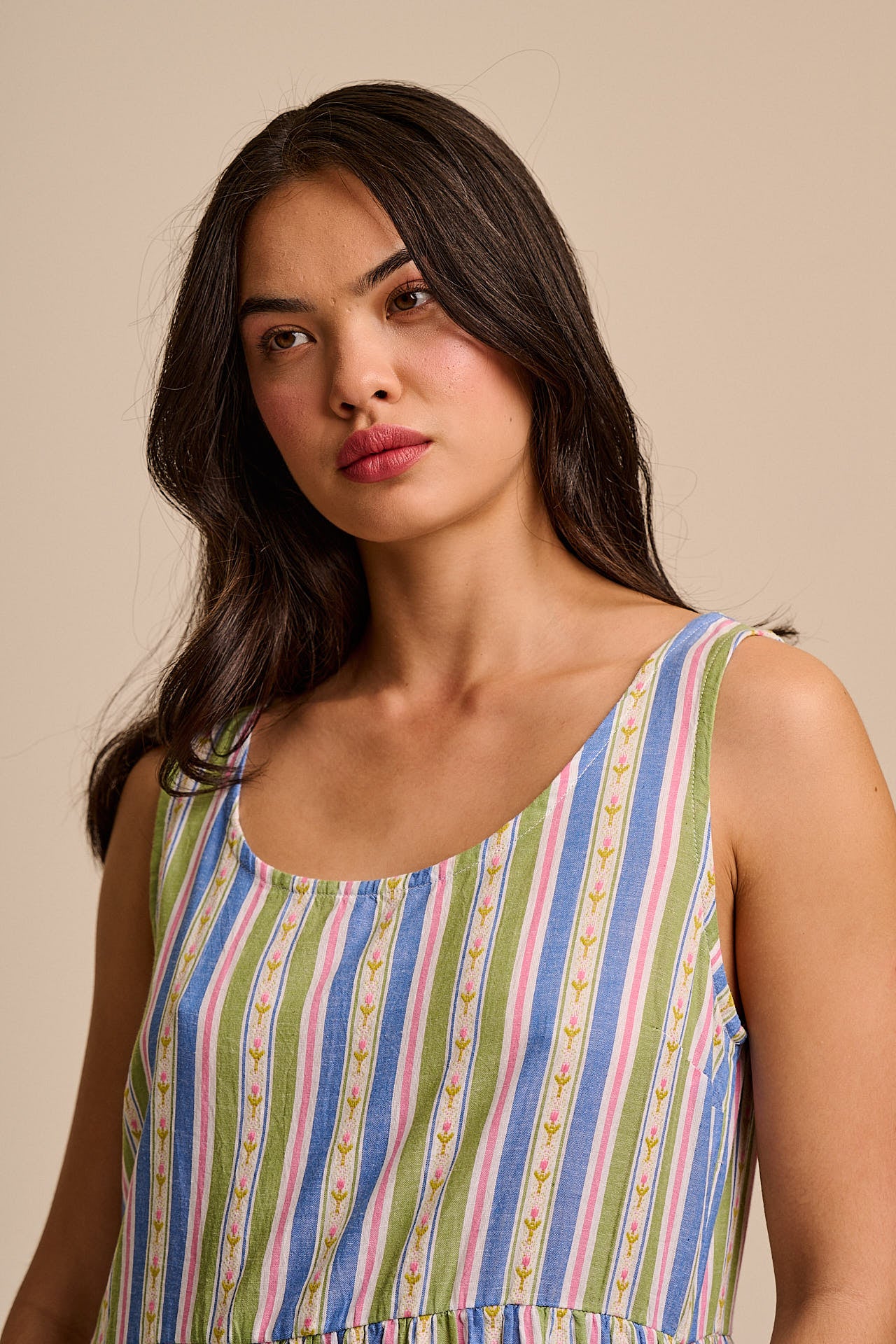 Aimee - Cotton Midi Dress in Tulip Stripe