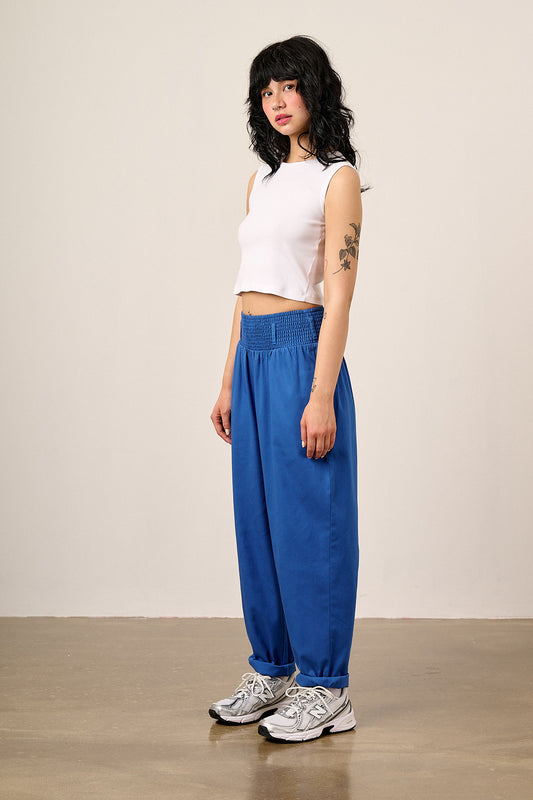 Alexa - Cotton Trousers in Strong Blue