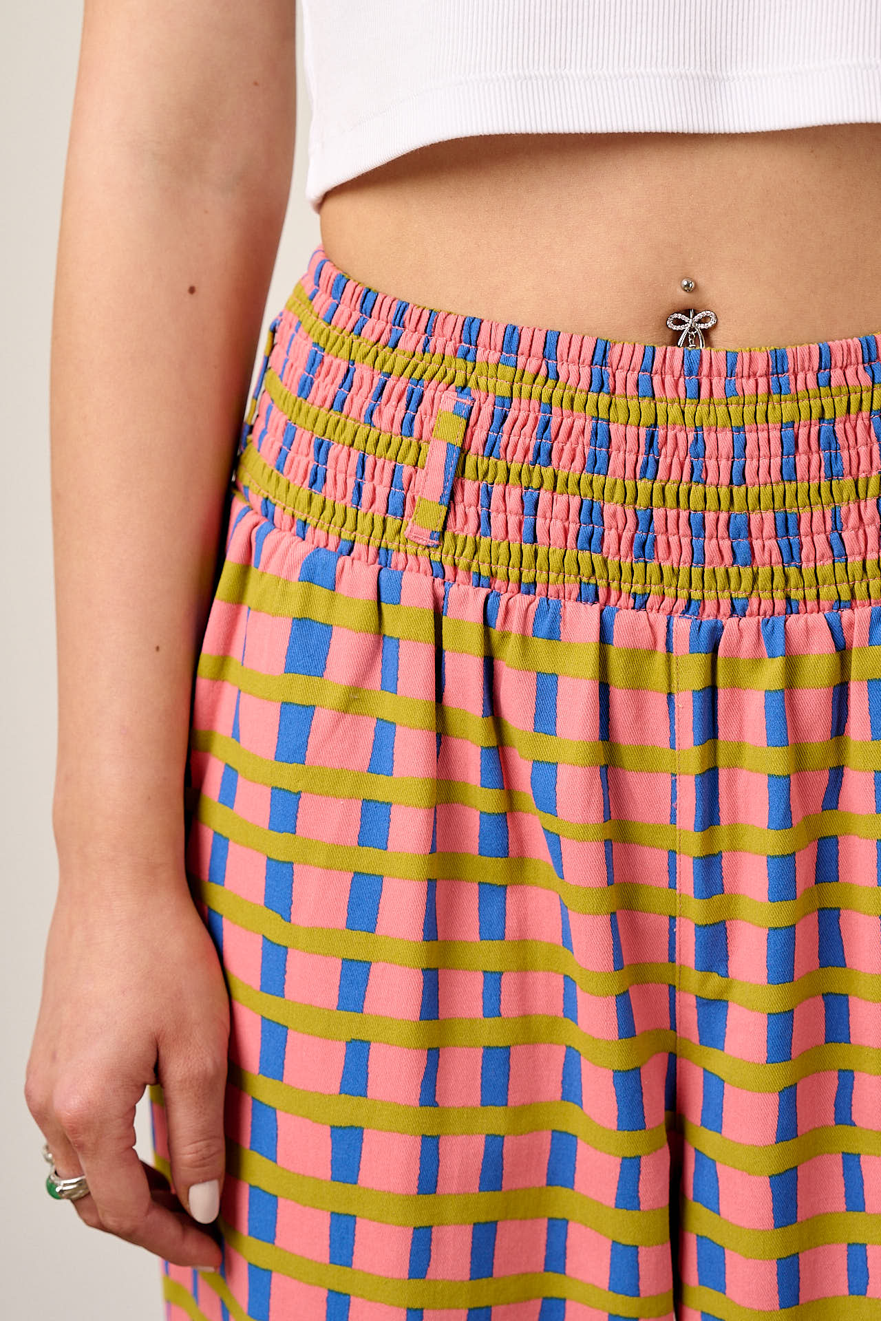 Alexa - Cotton Trousers in Pink Check