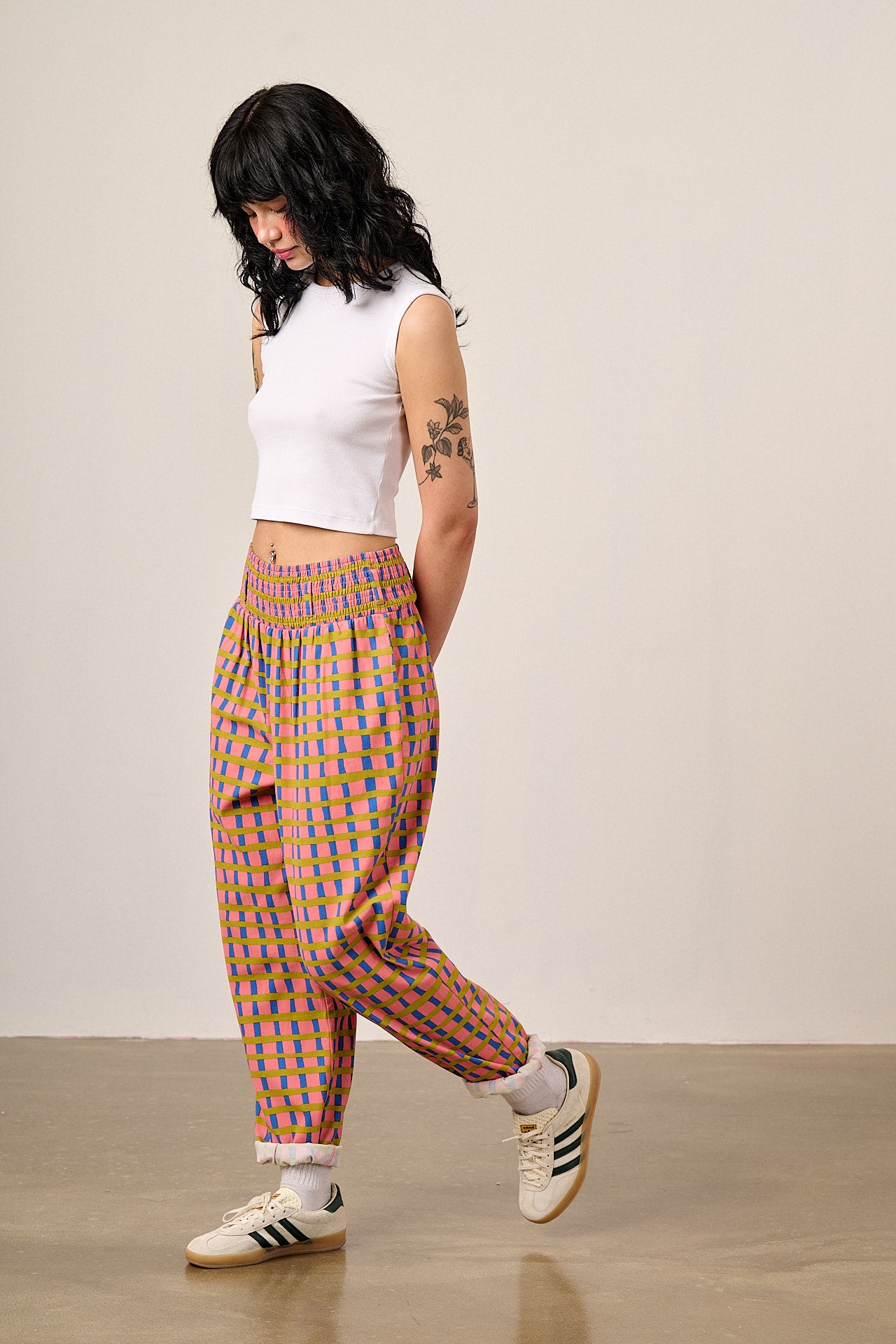 Alexa - Cotton Trousers in Pink Check