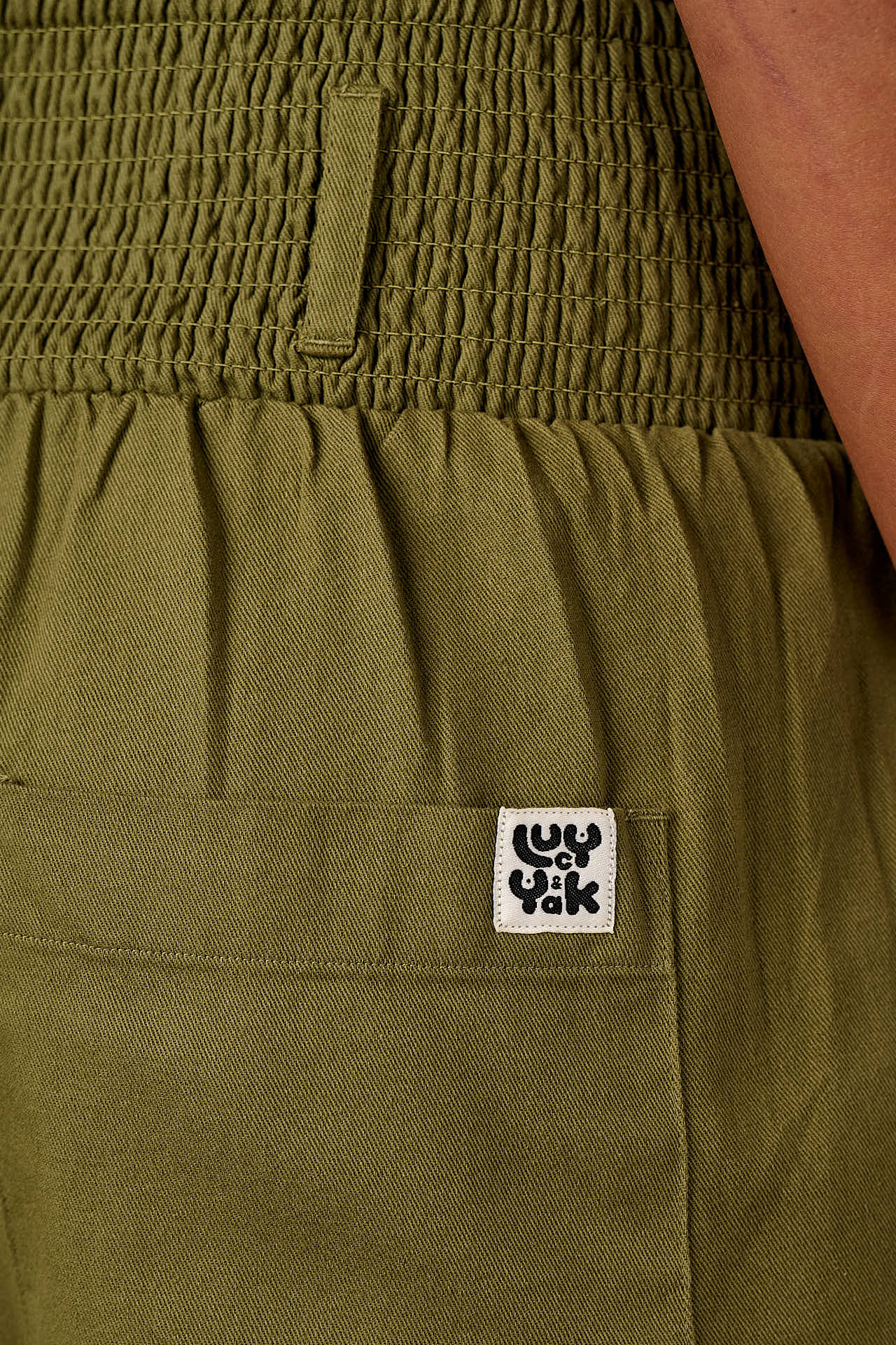 Alex - Wide Leg Cotton Trousers in Khaki