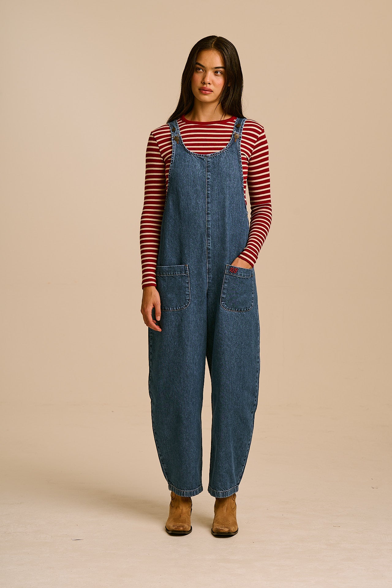 Ara - Denim Dungarees in New Mid Wash